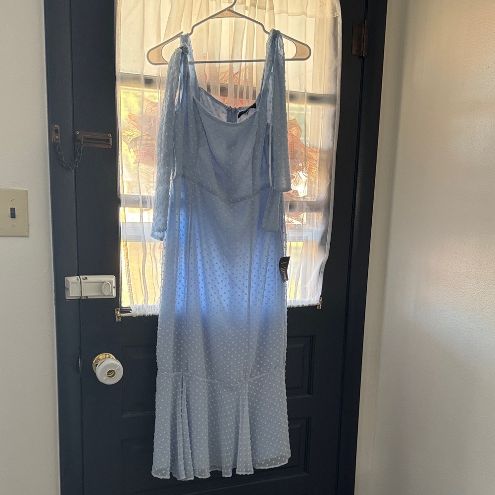 Lulu's Light Blue Chiffon Prom Dress